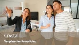  Presentation with real estate - PPT theme with couple with real-estate agent background and a coral colored foreground