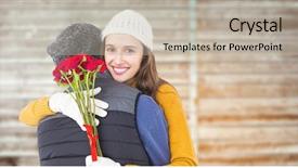  Presentation with couple - Presentation having couple with rosses embracing each background and a  colored foreground