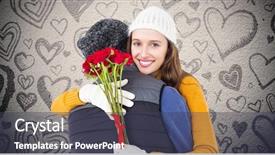  Presentation with people helping each teamwork couple - Audience pleasing slides consisting of couple with rosses embracing each backdrop and a  colored foreground
