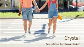  Presentation with traffic - Colorful slides enhanced with couple with short modern cruiser backdrop and a cream colored foreground