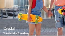  Presentation with people street - Beautiful slide deck featuring couple with short modern cruiser backdrop and a  colored foreground