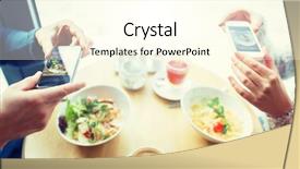  Presentation with food technology - Amazing theme having couple with smartphones picturing food backdrop and a cream colored foreground