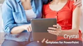  Presentation with computer love - Presentation theme with couple with tablet pc computer background and a coral colored foreground