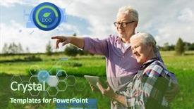  Presentation with organic farming - Presentation design enhanced with couple with tablet pc computer background and a tawny brown colored foreground