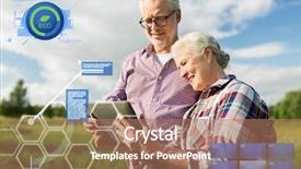  Presentation with computer agriculture - Presentation theme consisting of couple with tablet pc computer background and a coral colored foreground