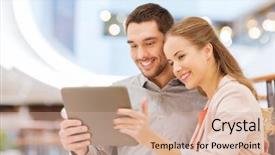  Presentation with people mall - Slides having couple with tablet taking self background and a soft green colored foreground