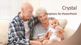  Presentation with at home senior care - Beautiful slides featuring couple with their little grandchild backdrop and a lemonade colored foreground