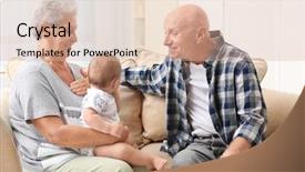  Presentation with at home senior care - Beautiful theme featuring couple with their little grandchild backdrop and a lemonade colored foreground