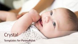  Presentation with newborn baby on his mothers and - Audience pleasing PPT theme consisting of couple with their newborn baby backdrop and a lemonade colored foreground