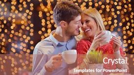  Presentation with young happy couple - PPT layouts with couple with wine glass tea background and a coral colored foreground