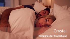  Presentation with insomnia - Audience pleasing slide set consisting of couple-with-woman-lying backdrop and a coral colored foreground