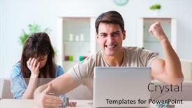  Presentation with money online - Presentation featuring couple-wnning-money-in-online background and a mint green colored foreground