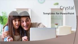  Presentation with money online - Presentation design featuring family fortunes - couple wnning money in online background and a sky blue colored foreground