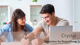  Presentation with money online - Presentation design enhanced with couple-wnning-money-in-online background and a coral colored foreground