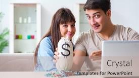  Presentation with money online - PPT layouts with family fortunes - couple wnning money in online background and a mint green colored foreground