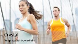  Presentation with marathon man - Slide deck featuring couple woman and man runner background and a coral colored foreground