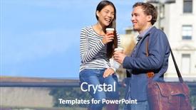  Presentation with spring break - Presentation theme with couple workers enjoying cafe date background and a teal colored foreground