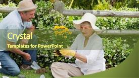  Presentation with garden - Audience pleasing slides consisting of couple working in the garden backdrop and a tawny brown colored foreground