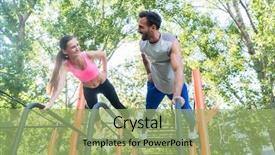  Presentation with workout - Audience pleasing PPT layouts consisting of couple workout in a calisthenics backdrop and a mint green colored foreground