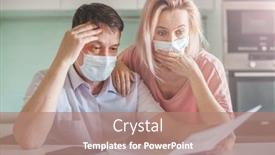  Presentation with paperwork - Slide set featuring couple-worried-about-paperwork-discuss background and a coral colored foreground