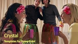  Presentation with group of happy couples - Audience pleasing slides consisting of couples at dressing up party backdrop and a tawny brown colored foreground