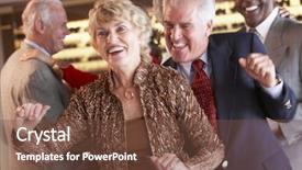  Presentation with 60s - Amazing PPT layouts having couples dancing together backdrop and a tawny brown colored foreground