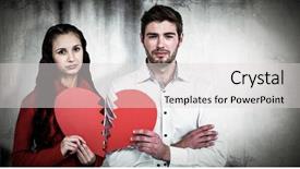  Presentation with mind and heart - Slide set with couples disagreement animations - couple holding heart halves background and a  colored foreground