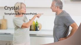  Presentation with dispute - Audience pleasing presentation theme consisting of couples dispute in the kitchen backdrop and a soft green colored foreground