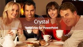  Presentation with tea cake - PPT theme having couples enjoying tea and cake background and a tawny brown colored foreground