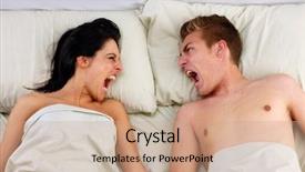  Presentation with anger - Audience pleasing PPT theme consisting of couples fight - anger couple fighting and discussing backdrop and a coral colored foreground