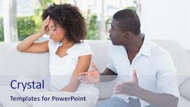  Presentation with black couple having fun - Cool new PPT theme with couples fight - attractive couple having an argument backdrop and a lemonade colored foreground