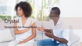  Presentation with black couple having fun - PPT layouts with couples fight - attractive couple having an argument background and a coral colored foreground