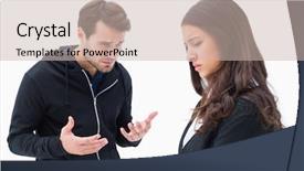  Presentation with unhappy - Presentation theme having couples fight - unhappy brunette listening to boyfriend background and a soft green colored foreground