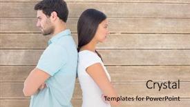  Presentation with speaking - Presentation design having couples fight - unhappy couple not speaking background and a soft green colored foreground