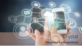  Presentation with couples holding hands - Audience pleasing slide deck consisting of couples hands holding smartphones against technology interface backdrop and a coral colored foreground