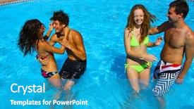  Presentation with honeymoon - PPT theme with couples have a pool party background and a teal colored foreground