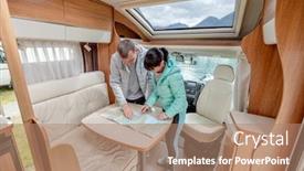  Presentation with caravan - Cool new presentation theme with couples-in-rv-camper-looking backdrop and a coral colored foreground