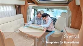  Presentation with caravan - Amazing slides having couples-in-rv-camper-looking backdrop and a coral colored foreground
