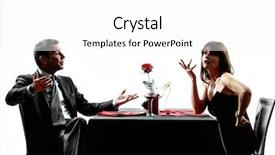  Presentation with dispute - Slide deck having couples lovers dinning dispute arguing in silhouettes on white background background and a white colored foreground