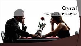  Presentation with lovers - Colorful presentation theme enhanced with couples lovers dinning in silhouettes on white background backdrop and a white colored foreground