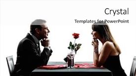  Presentation with lovers - Theme enhanced with couples lovers dinning in silhouettes on white background background and a white colored foreground