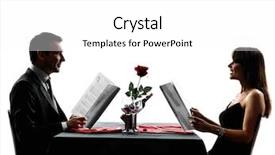  Presentation with lovers - Cool new PPT theme with couples lovers dinning reading menu in silhouettes on white background backdrop and a white colored foreground