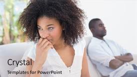  Presentation with living room - Presentation theme with couples relationships - attractive couple not talking background and a soft green colored foreground