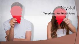  Presentation with broken wall - Cool new slide deck with couples relationships - couple holding broken heart backdrop and a light gray colored foreground