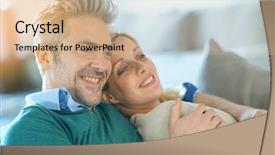  Presentation with middle ages portrait - Presentation enhanced with couples relationships - middle-aged couple relaxing together background and a lemonade colored foreground