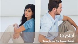  Presentation with wall - PPT theme with couples relationships - sitting couple are separated background and a coral colored foreground