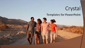  Presentation with young black couples hiking - Amazing theme having couples walking on a desert backdrop and a  colored foreground