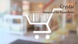  Presentation with code - Theme having coupon - shopping basket with bar code background and a coral colored foreground