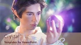  Presentation with fairy tale - PPT theme consisting of courageous-fairytale-elf-boy-holds background and a coral colored foreground