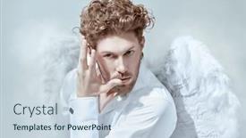  Presentation with god love - Slides enhanced with courageous-handsome-male-cupid-angel background and a sky blue colored foreground